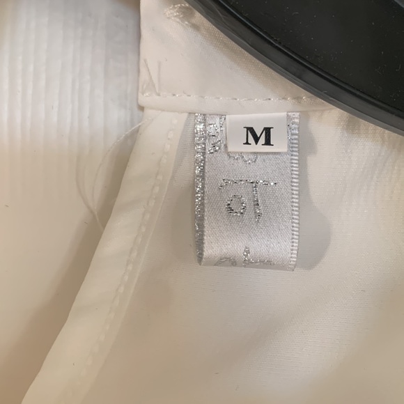 Pearl white satin blouse, pearl white, M - Picture 6 of 7